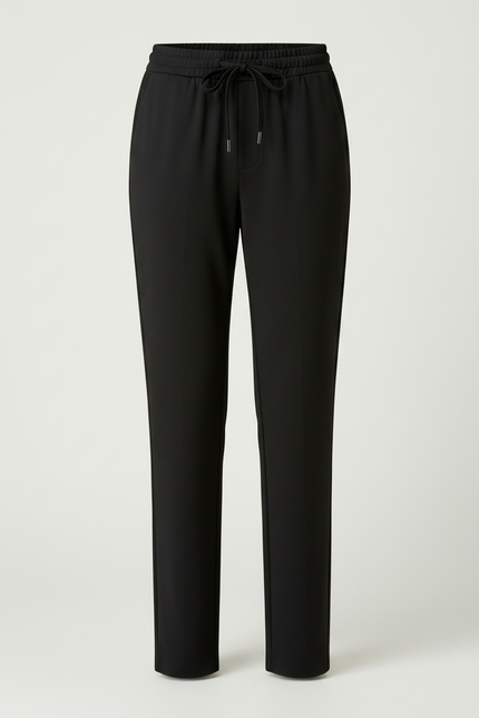 Pantalon Noir Droit Cordon Élastique Décontracté Élégant - Polyester - vue 3