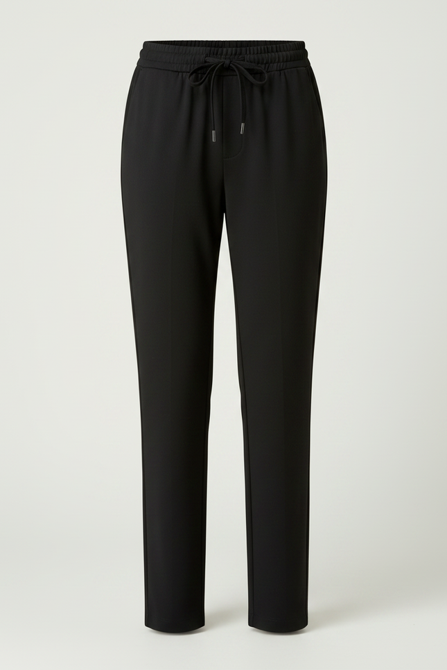 Pantalon Noir Droit Cordon Élastique Décontracté Élégant - Polyester - vue 3