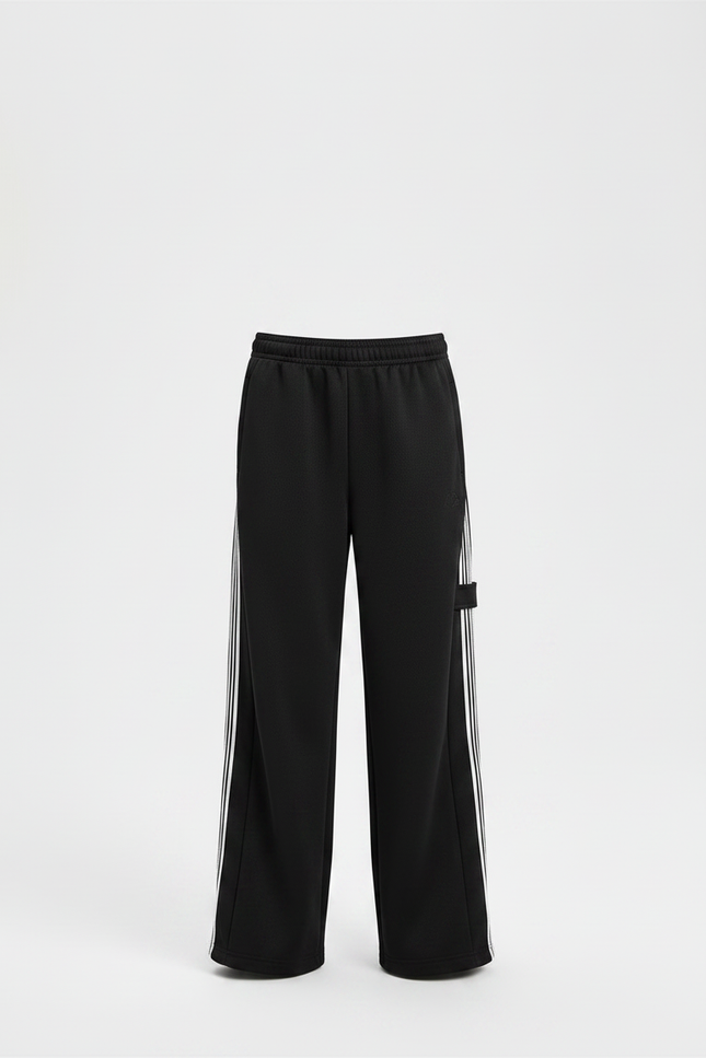 Pantalon Noir Garçon Ample Sport Rayures Latérales - Molleton - vue 3
