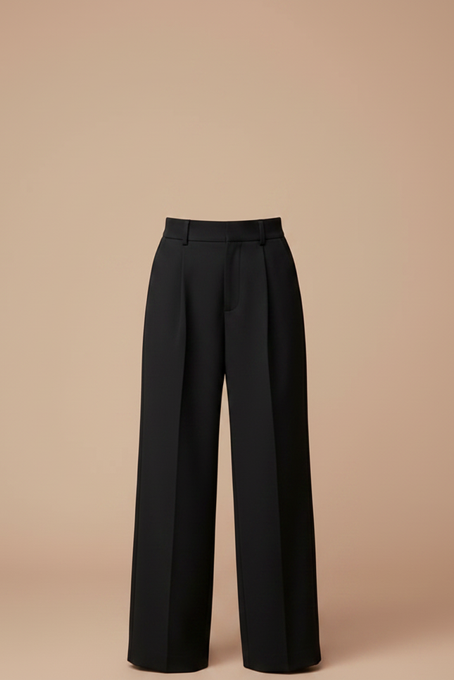 Pantalon Noir Ample Plissé Décontracté Fille - Gabardine - vue 3