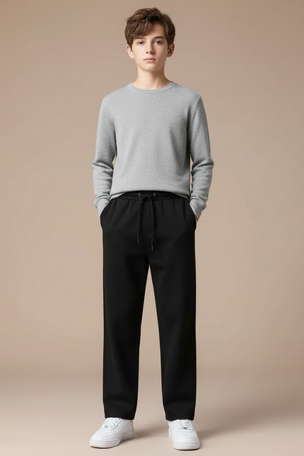 Pantalon Noir Ample Décontracté Velours Garçon - Molleton - vue 3