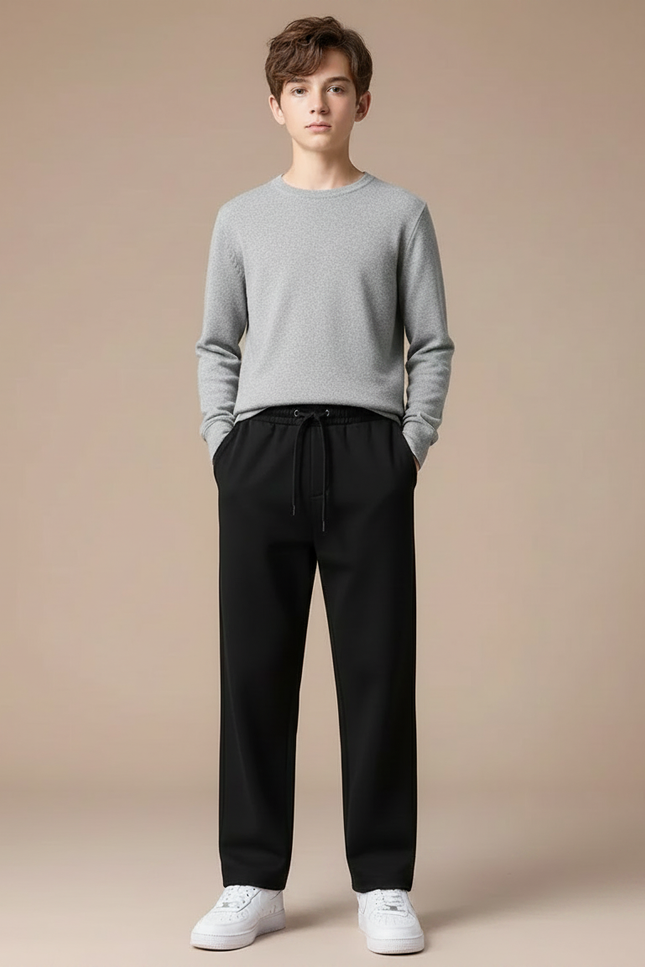 Pantalon Noir Ample Décontracté Velours Garçon - Molleton - vue 3