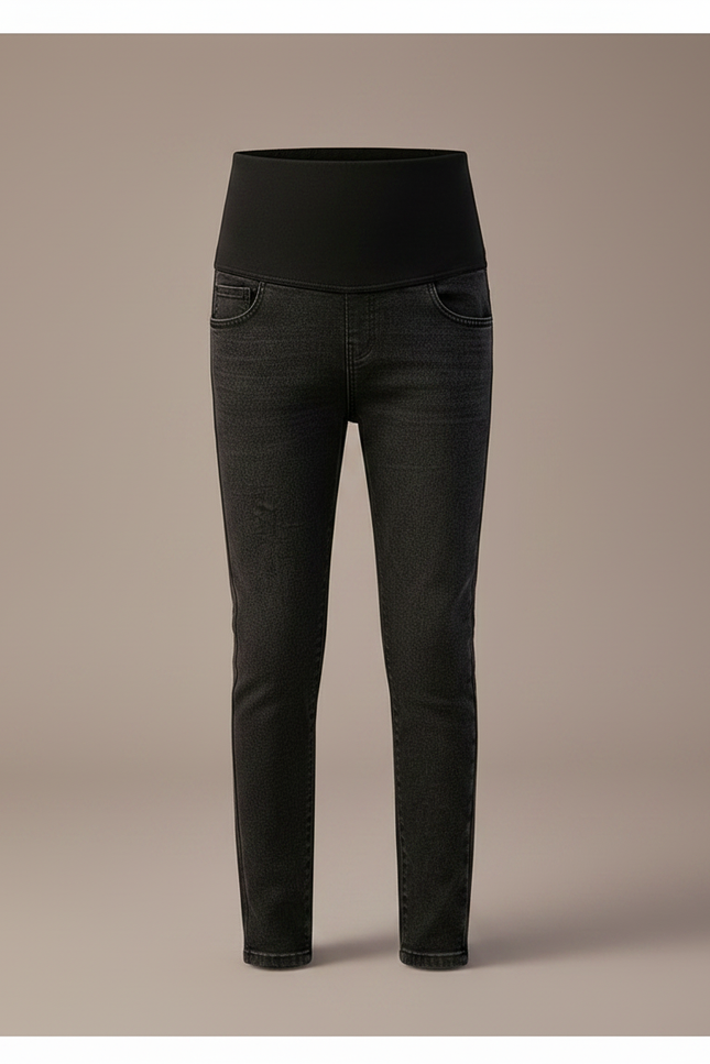 Pantalon Noir Jean Denim Ajusté Confortable Élastique - vue 3