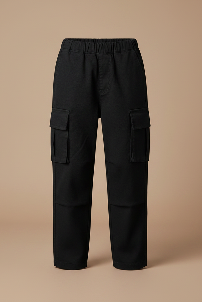 Pantalon Noir Cargo Ample Garçon Décontracté Multi-Poches - Toile - vue 3
