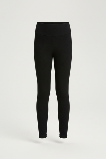 Pantalon Noir Côtelé Ajusté Confortable Fille - Maille - vue 3