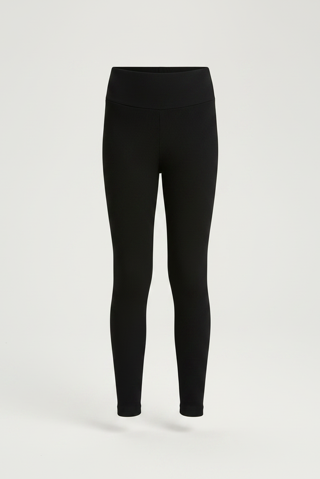 Pantalon Noir Côtelé Ajusté Confortable Fille - Maille - vue 3