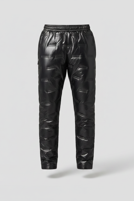 Pantalon Noir Matelassé Brillant Imperméable Hiver Homme - Polyester - vue 3