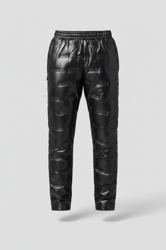 Pantalon Noir Matelassé Brillant Imperméable Hiver Homme - Polyester - vue 3