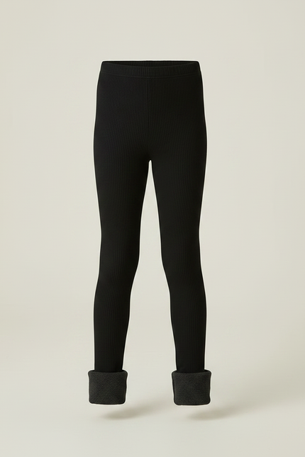 Pantalon Noir Côtelé Doublé Chaud Enfant - Maille - vue 3