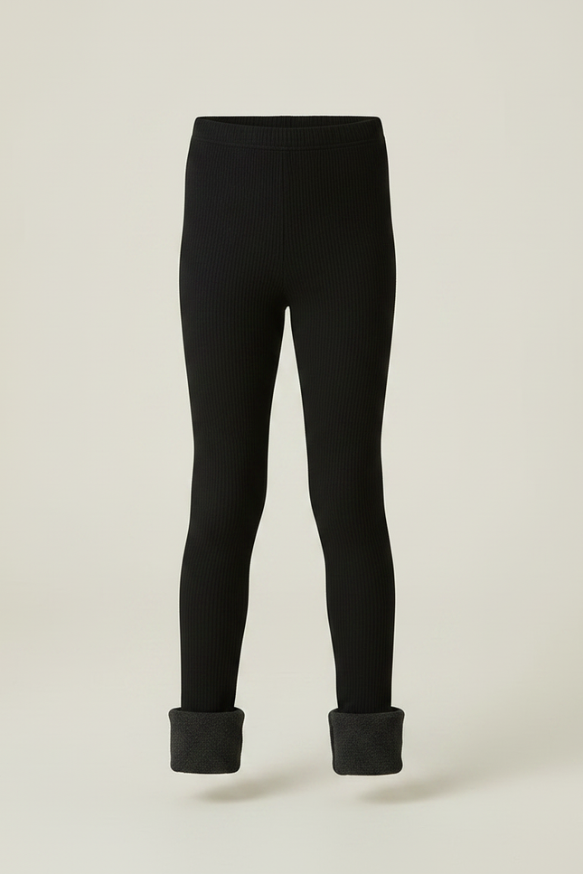 Pantalon Noir Côtelé Doublé Chaud Enfant - Maille - vue 3