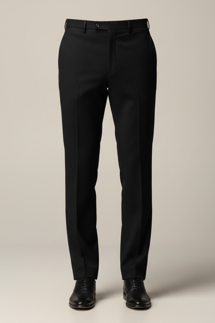 Pantalon Noir Droit Rayé Élégant Homme - Gabardine - vue 3