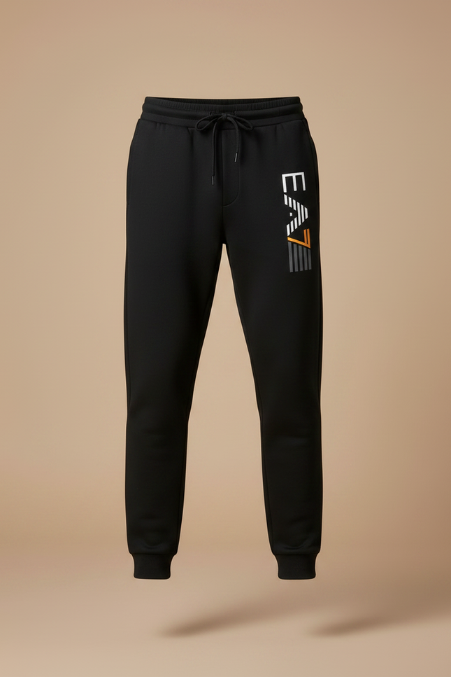 Pantalon Noir Jogging Cordon Logo Sport Homme - Molleton - vue 3