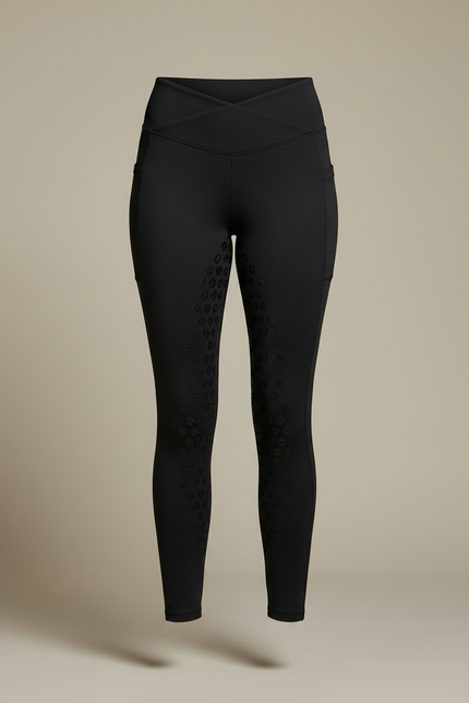 Pantalon Noir Équitation Silicone Grip Femme - Polyester - vue 3