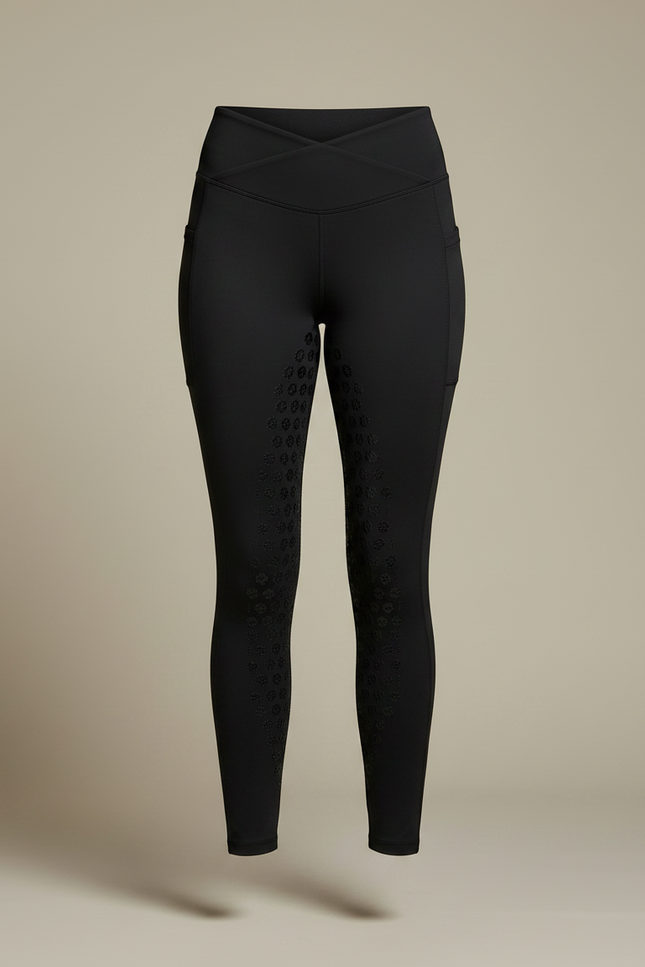 Pantalon Noir Équitation Silicone Grip Femme - Polyester - vue 3