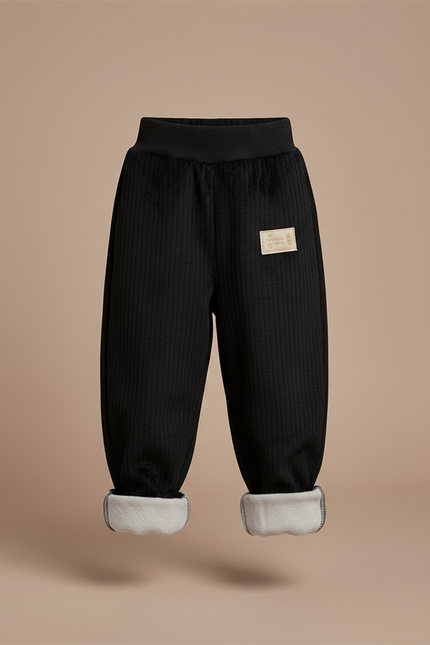 Pantalon Noir Côtelé Ample Doublé Hiver Enfant - Cordé - vue 3