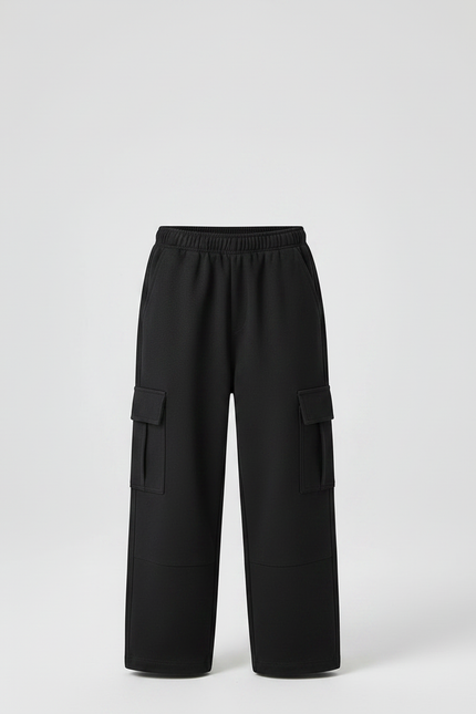Pantalon Noir Cargo Ample Garçon Décontracté Confortable - Molleton - vue 3