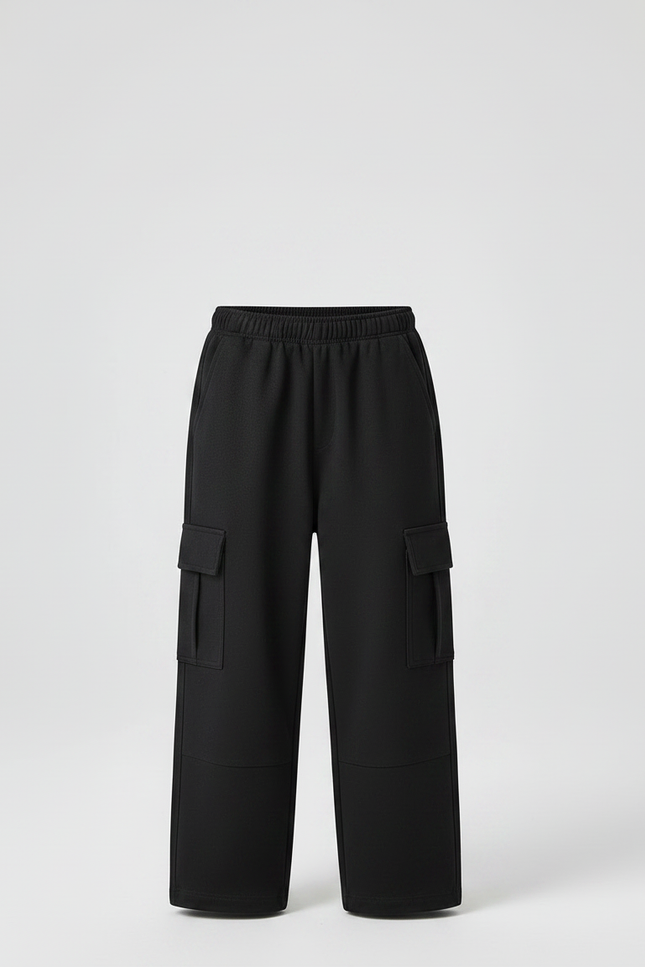 Pantalon Noir Cargo Ample Garçon Décontracté Confortable - Molleton - vue 3