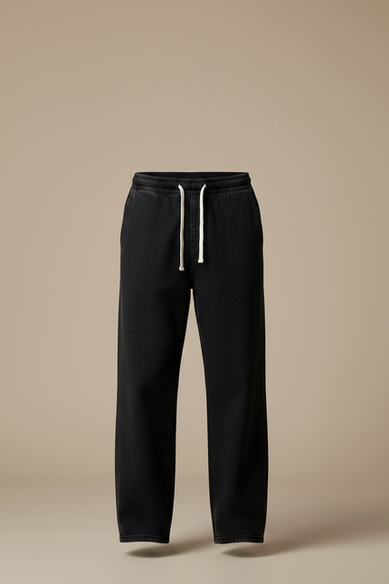Pantalon Noir Ample Cordon Décontracté Confortable Homme - Molleton - vue 3