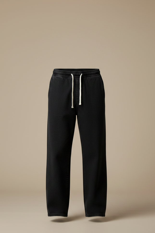 Pantalon Noir Ample Cordon Décontracté Confortable Homme - Molleton - vue 3
