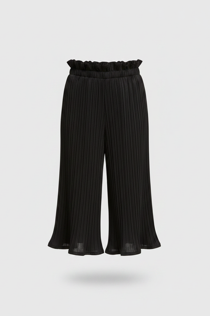 Pantalon Noir Plissé Ample Fille Cheville - Polyester - vue 3