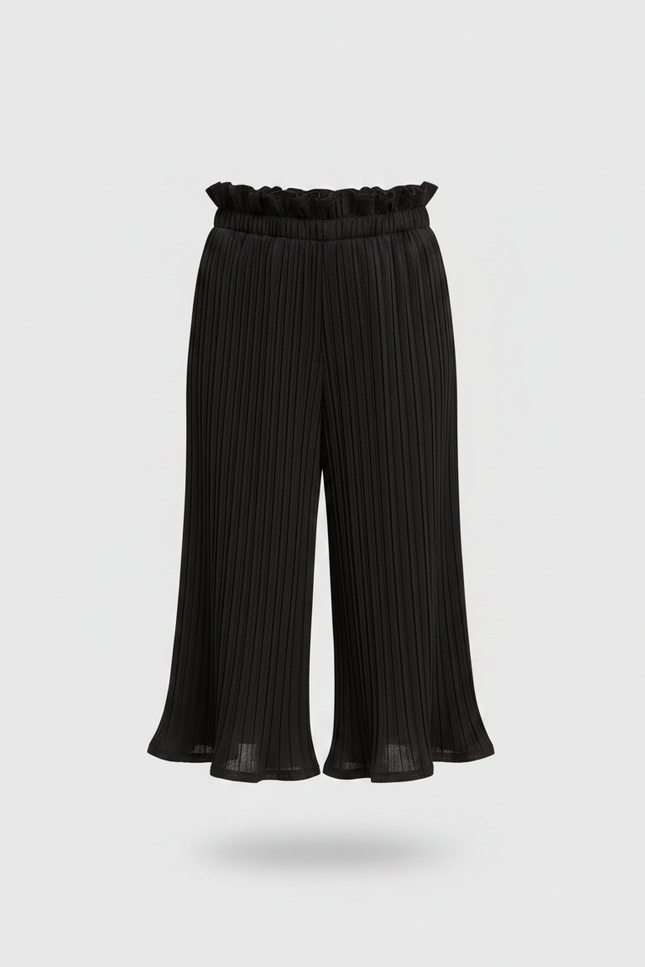 Pantalon Noir Plissé Ample Fille Cheville - Polyester - vue 3