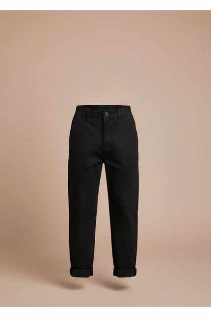 Pantalon Noir Garçon Coton Ample Décontracté - Gabardine - vue 3
