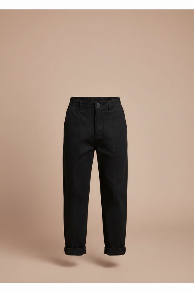 Pantalon Noir Garçon Coton Ample Décontracté - Gabardine - vue 3