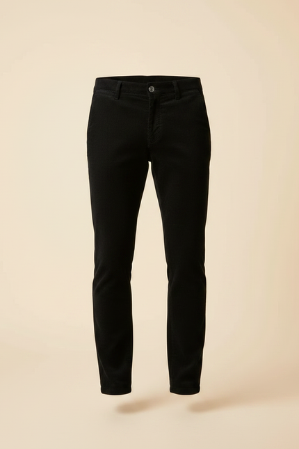 Pantalon Noir Côtelé Slim Élégant Homme - Cordé - vue 3