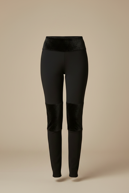 Pantalon Noir Velours Femme Élastique Chaud Hiver - vue 3