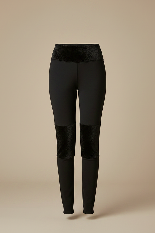 Pantalon Noir Velours Femme Élastique Chaud Hiver - vue 3