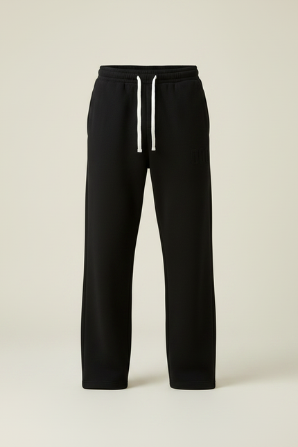 Pantalon Noir Homme Large Coton Décontracté Confortable - Molleton - vue 3