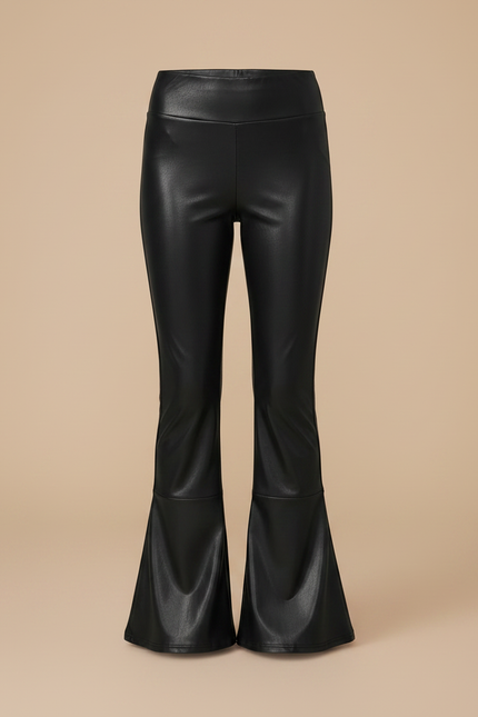 Pantalon Noir Similicuir Évasé Brillant Fille - Simili cuir - vue 3