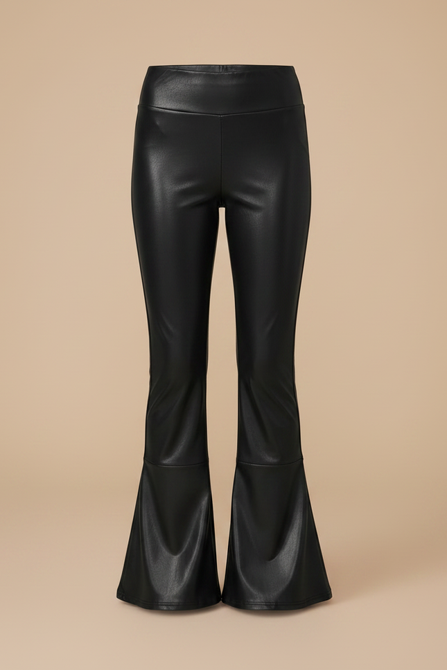 Pantalon Noir Similicuir Évasé Brillant Fille - Simili cuir - vue 3