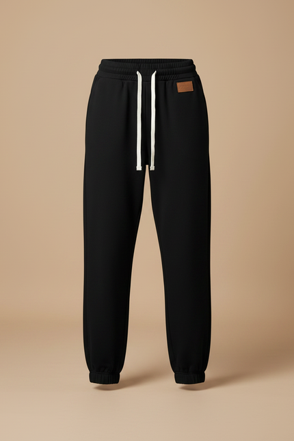 Pantalon Noir Molletonné Ample Décontracté Sport Femme - vue 3