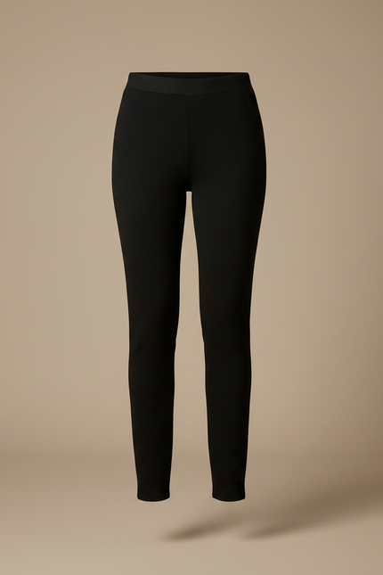Pantalon Noir Slim Texturé Élastique Confortable Femme - Maille - vue 3