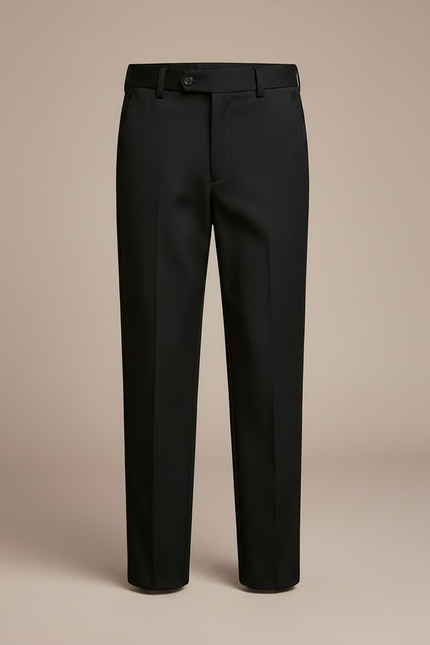 Pantalon Noir Élégant Garçon Droit Classique Ceinturé - Gabardine - vue 3