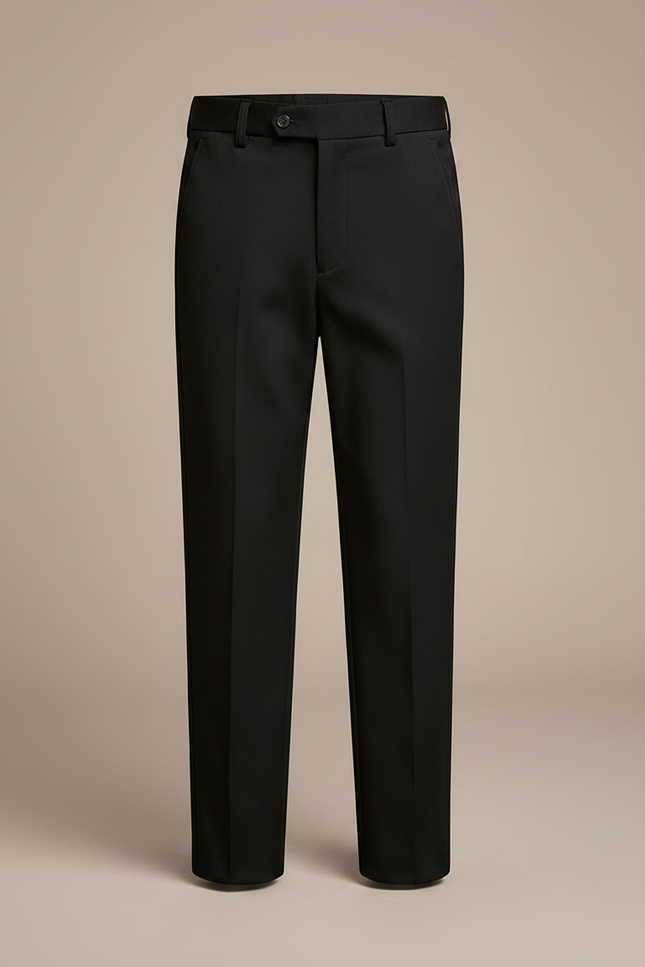 Pantalon Noir Élégant Garçon Droit Classique Ceinturé - Gabardine - vue 3