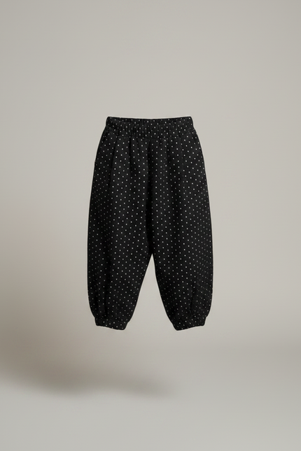 Pantalon Noir À Pois - Laine - vue 3