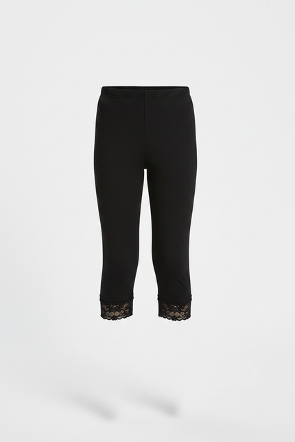Pantalon Noir Capris Dentelle Enfant Coton - vue 3