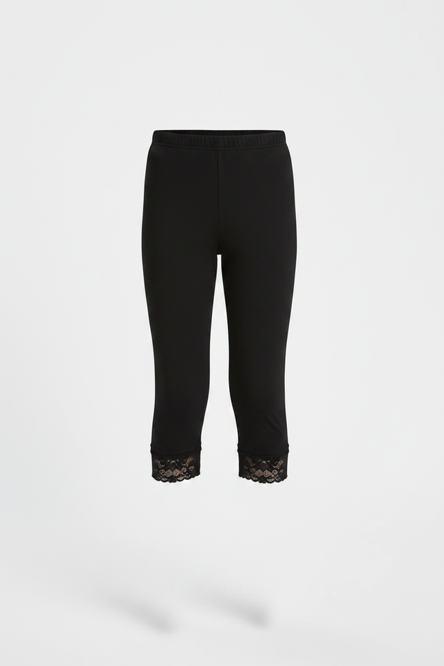 Pantalon Noir Capris Dentelle Enfant Coton - vue 3