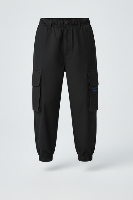 Pantalon Cargo Militaire Noir - Gabardine - vue 3