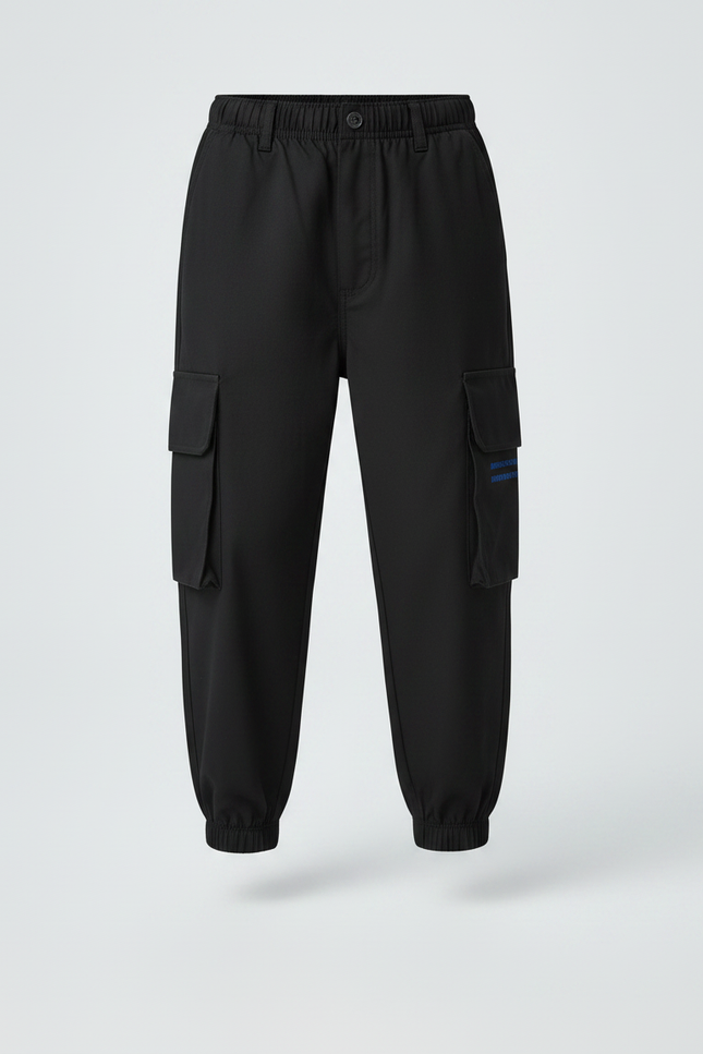 Pantalon Cargo Militaire Noir - Gabardine - vue 3