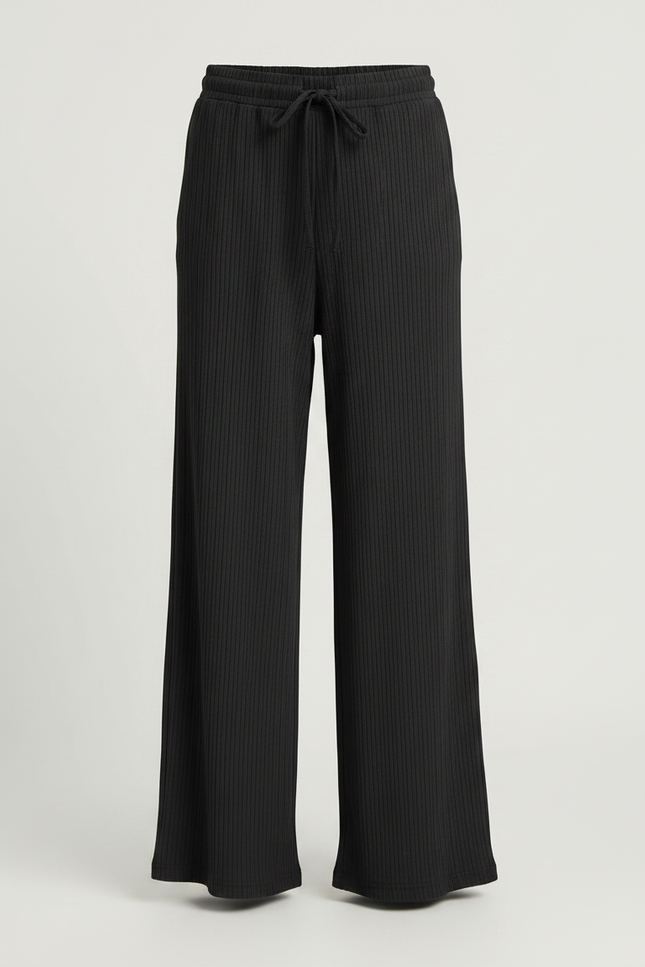 Pantalon Noir Ample Plissé Cordon Fille - Maille - vue 3