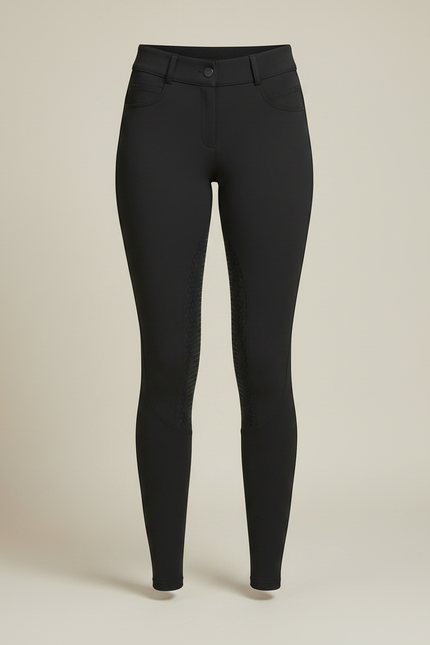 Pantalon Noir Équitation Silicone Ajusté Stretch Femme - Polyester - vue 3