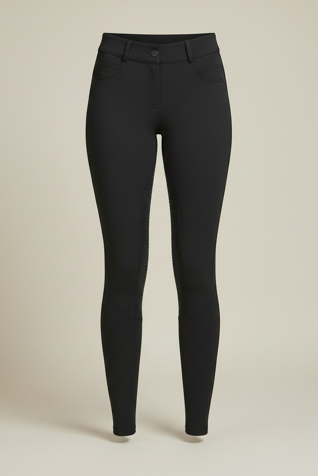 Pantalon Noir Équitation Silicone Ajusté Stretch Femme - Polyester - vue 3