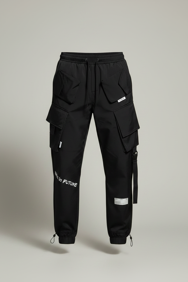 Pantalon Noir Cargo Jogger Multi-Poches Décontracté Homme - Polyester - vue 3