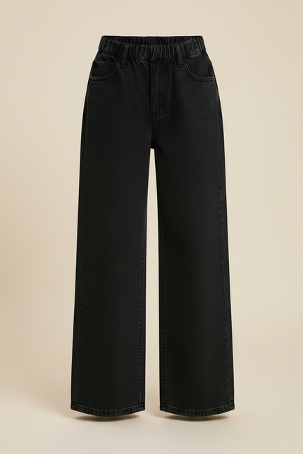 Pantalon Noir Ample Denim Élastique Fille - Jean - vue 3