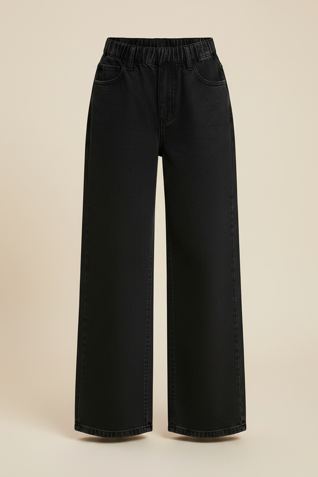 Pantalon Noir Ample Denim Élastique Fille - Jean - vue 3
