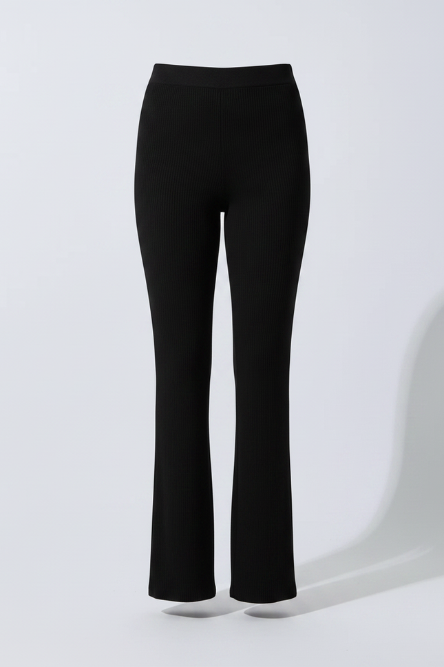 Pantalon Noir Côtelé Évasé Confortable Femme - Maille - vue 3
