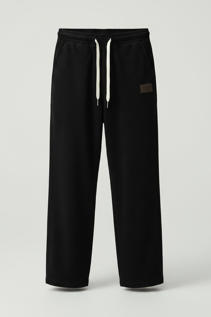 Pantalon Noir Côtelé Ample Décontracté Confortable - Cordé - vue 3